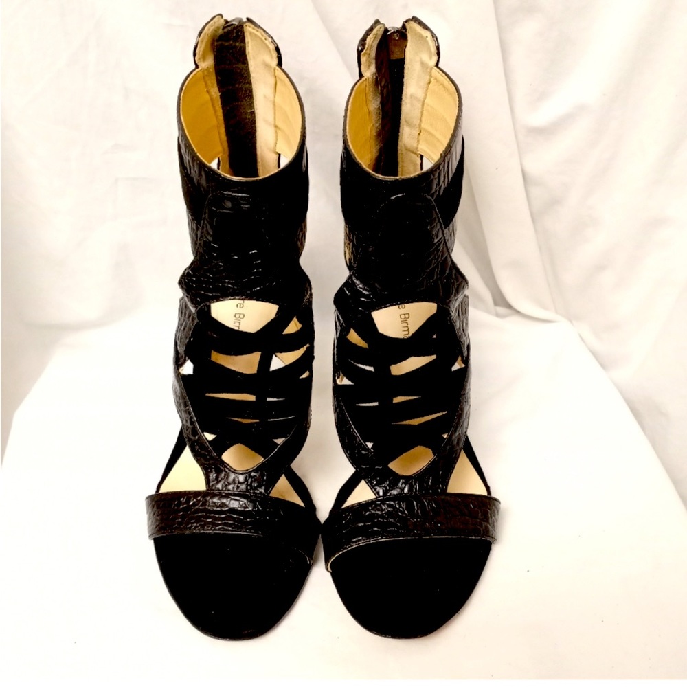Black alligator, suede sexy heel